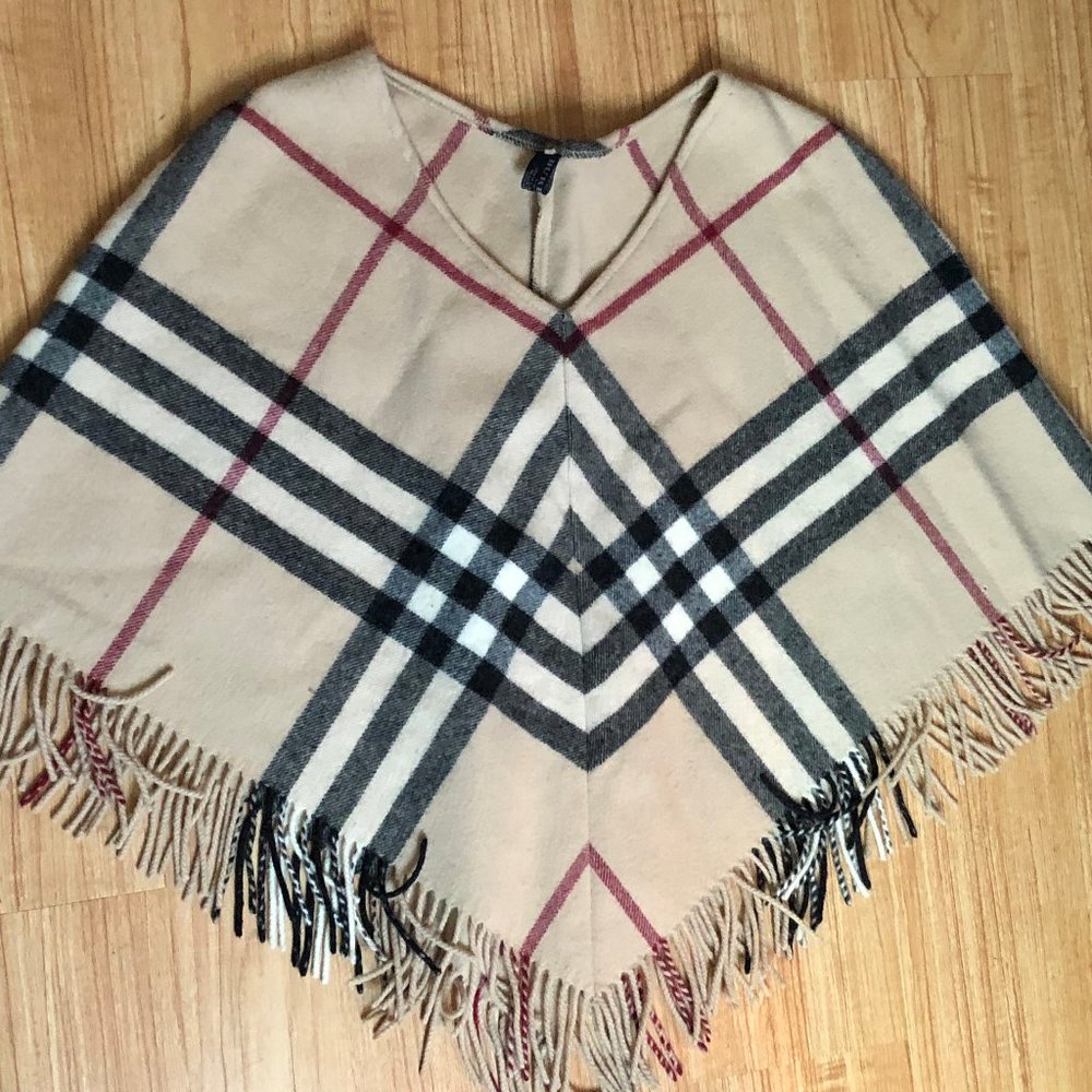 Burberry Wool Fringe Poncho